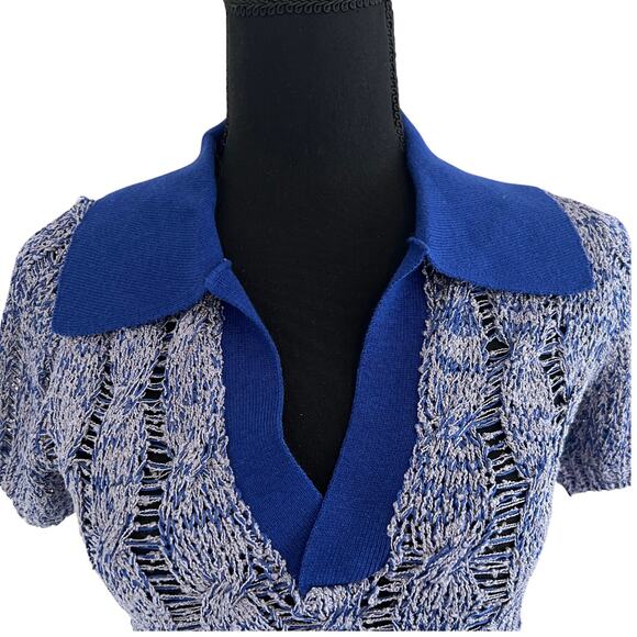 NWOT Free People Cassia Polo V-neck Collar Open Cable Knit Cropped Sweater - xs - Picture 8 of 8